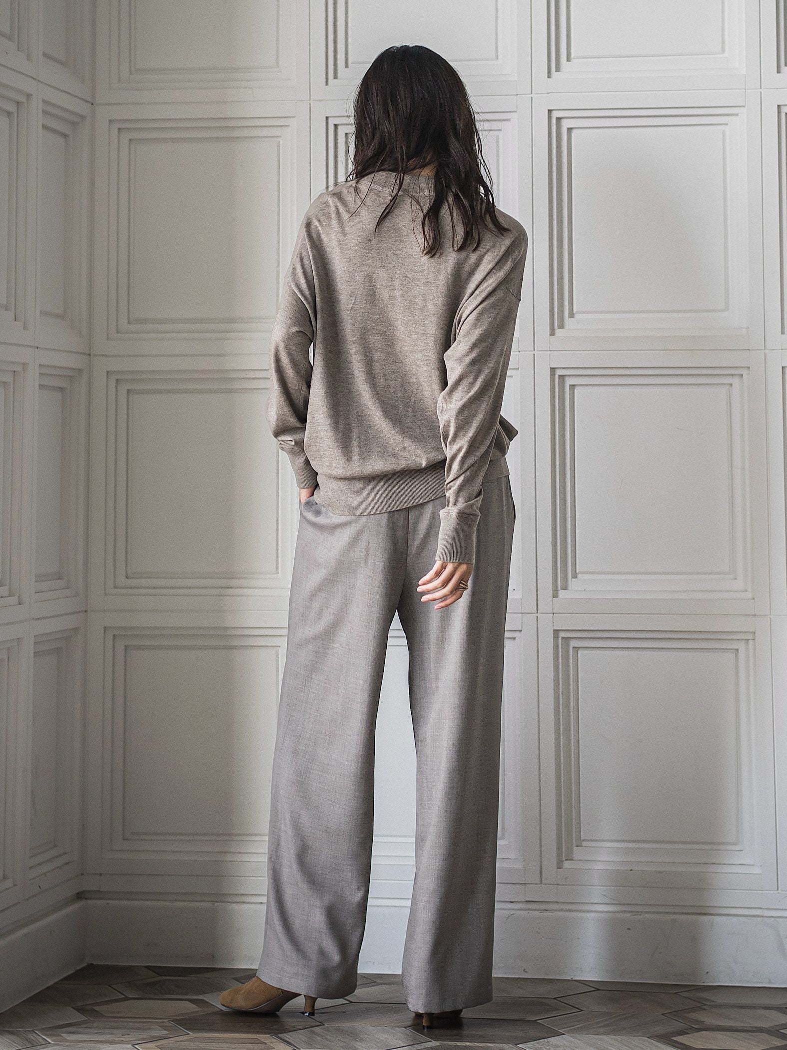 シルクカシミヤVネックコクーンニットプルオーバー≪手洗い可能≫