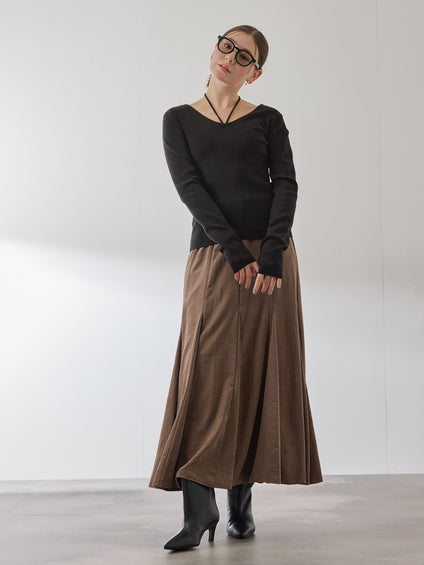 ストリング付バレエネックリブニット≪手洗い可能≫