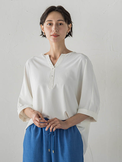 【大きいサイズ/選べるSETUP】SUZUSARAキーネックブラウス