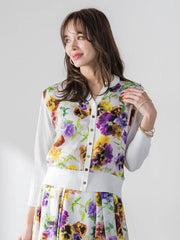 【KEITA KAWASAKI × Viaggio Bluコラボ】パンジープリントカーディガン