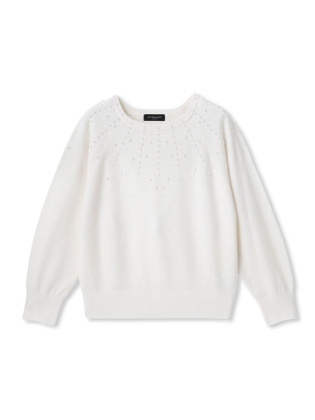 パール刺繍ニットプルオーバー