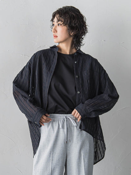 シアーサッカーストライプシャツ