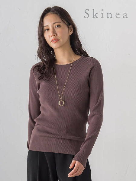 【Skinea】≪着るスキンケア≫リブクルーネックニット