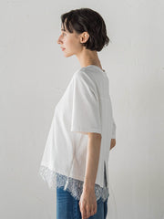 裾レース切り替えTシャツ