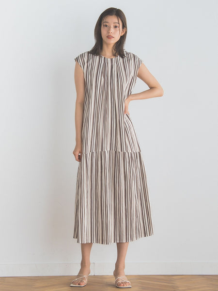 WEB限定】ワッシャーストライプワンピース≪手洗い可能