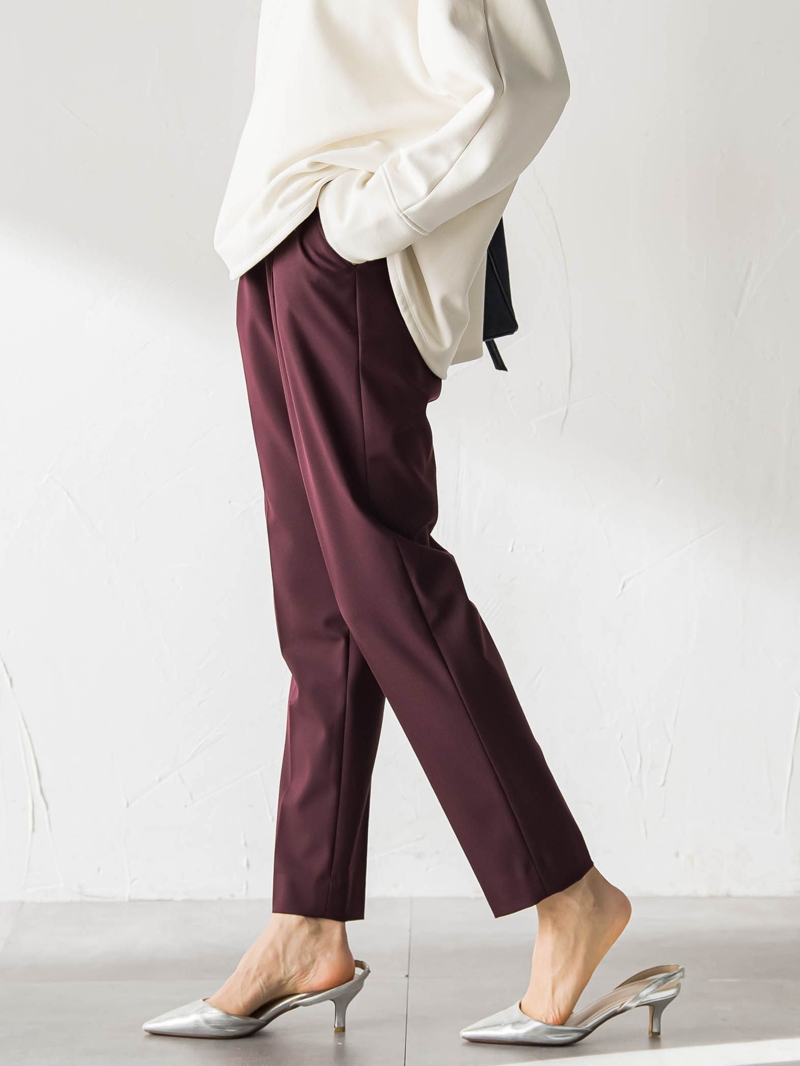 【WEB限定】美シルエット裏起毛ストレッチパンツ≪13号あり/毛玉防止≫