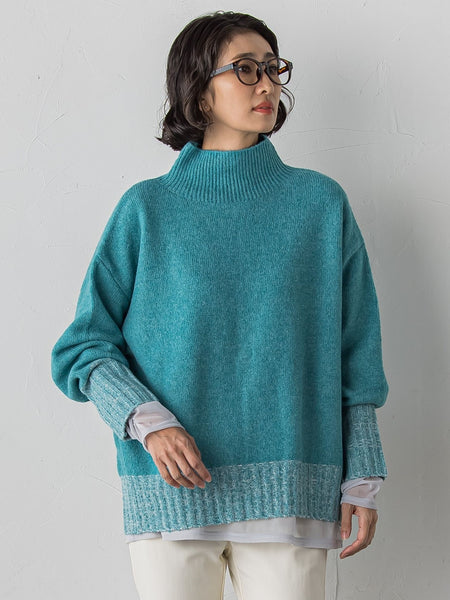 【WEB限定】”ふんわり配色の”もっちりハイネックニット