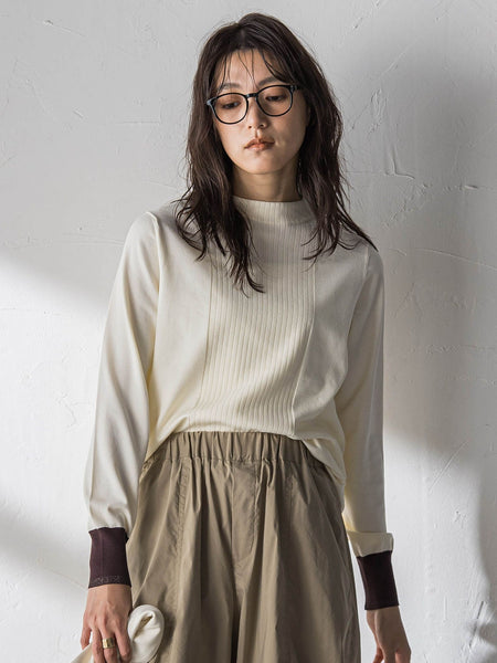 【新色追加】ボトルネック配色ニットプルオーバー≪手洗い可能≫