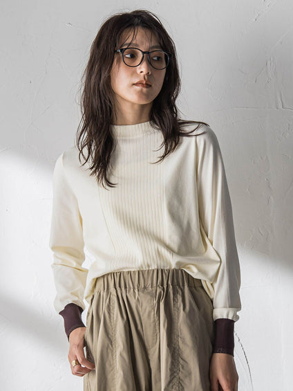 【新色追加】ボトルネック配色ニットプルオーバー≪手洗い可能≫