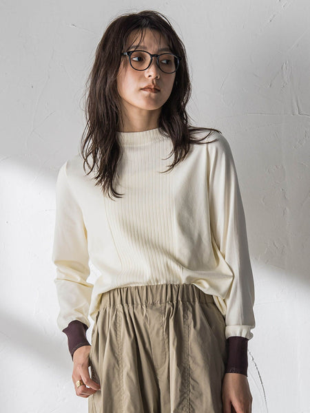 【新色追加】ボトルネック配色ニットプルオーバー≪手洗い可能≫