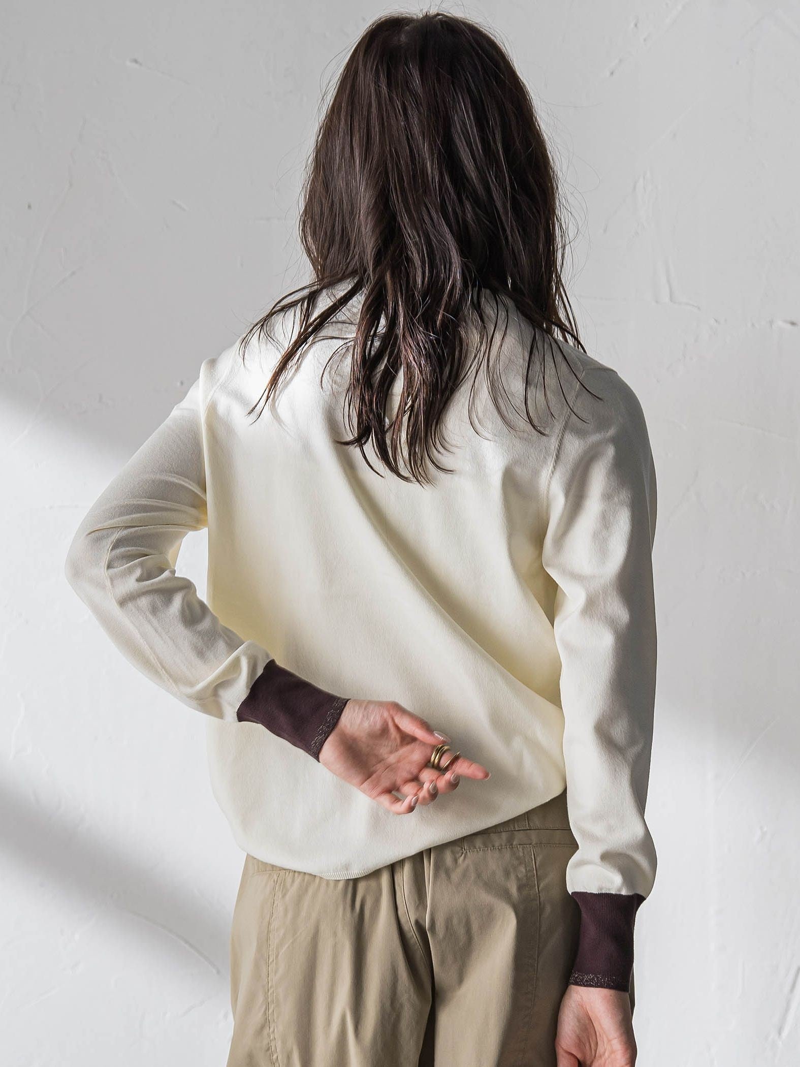 【新色追加】ボトルネック配色ニットプルオーバー≪手洗い可能≫