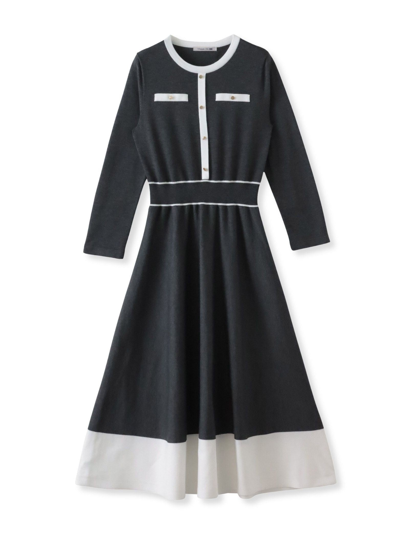 バイカラーニットワンピース