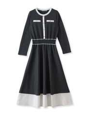 バイカラーニットワンピース