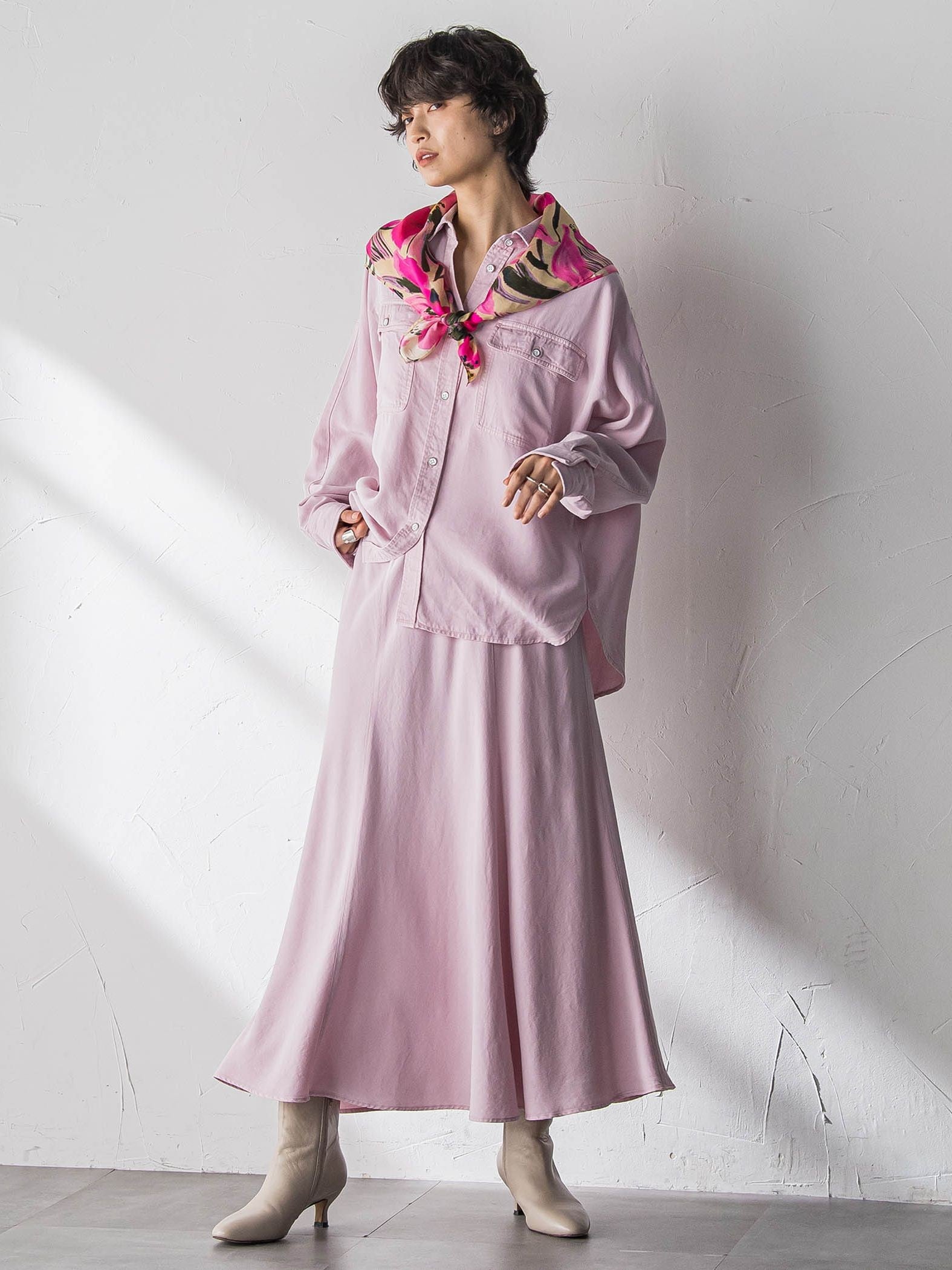 【40周年限定】カラーデニムセミフレアスカート