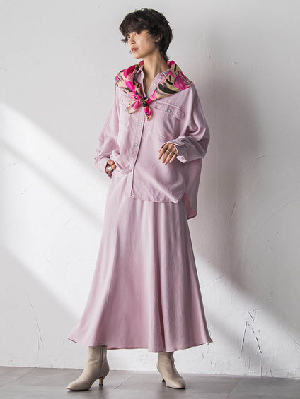 【40周年限定】カラーデニムセミフレアスカート