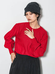 ミニスパンコールクルーネックニット≪手洗い可能≫