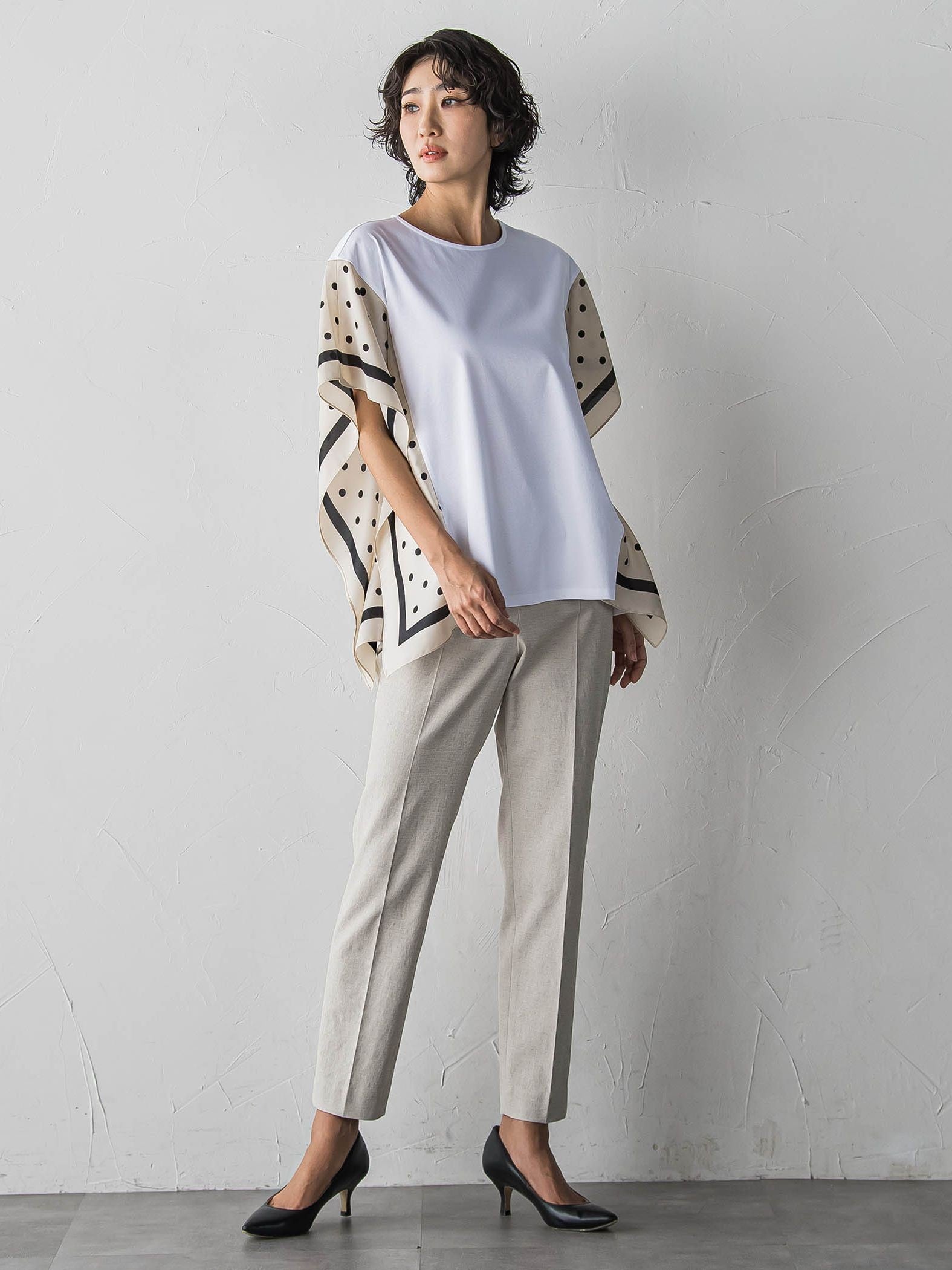 ドットスカーフ切り替えカットソー
