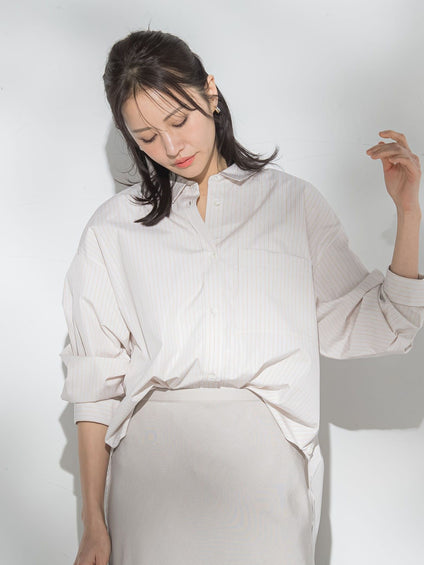 コットンポプリン2WAYストライプシャツ