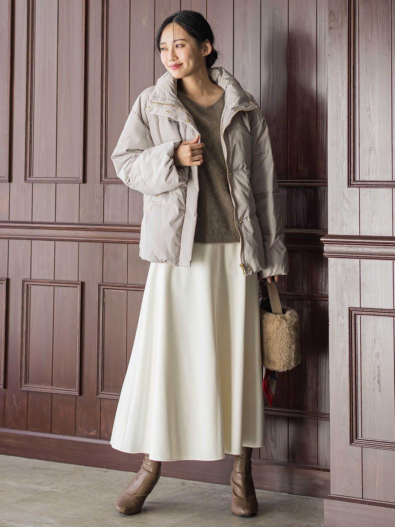 両面起毛ストレッチスカート≪洗濯機で洗える≫