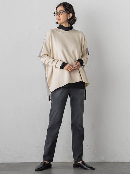 【大きいサイズ】シアー切り替えカットソー