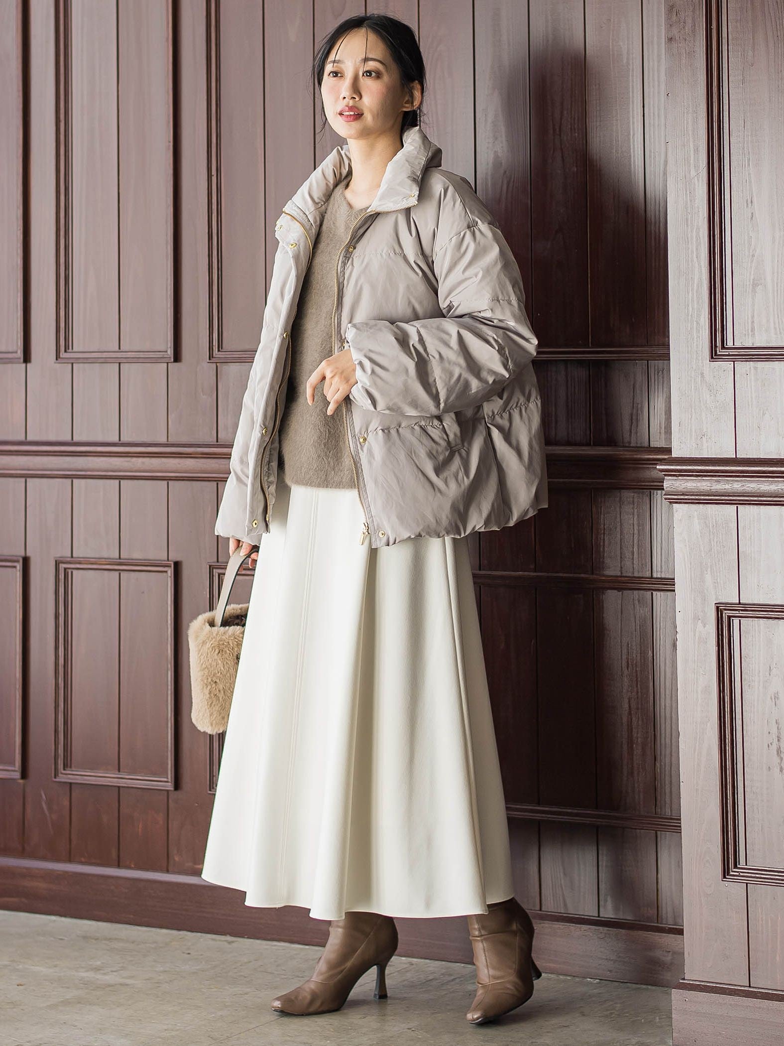 両面起毛ストレッチスカート≪洗濯機で洗える≫