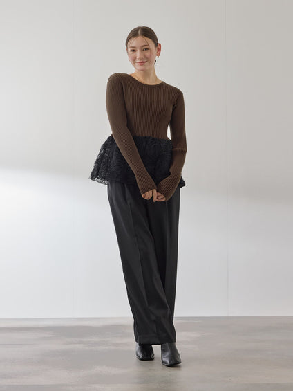 フラワーチュールペプラムリブニット≪手洗い可能≫