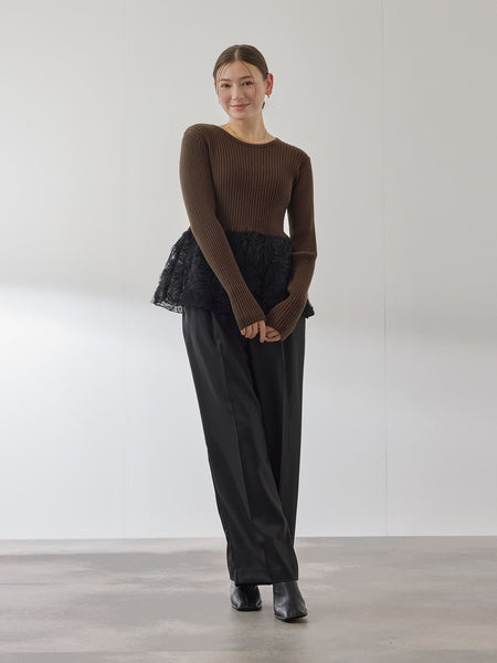 フラワーチュールペプラムリブニット≪手洗い可能≫