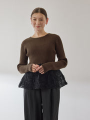 フラワーチュールペプラムリブニット≪手洗い可能≫