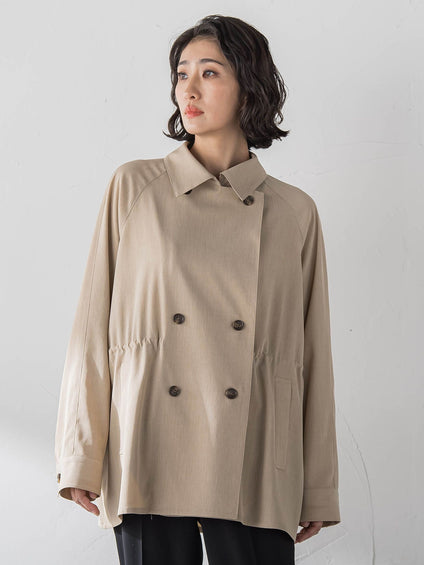 【大きいサイズ】シャンブレーショートトレンチ