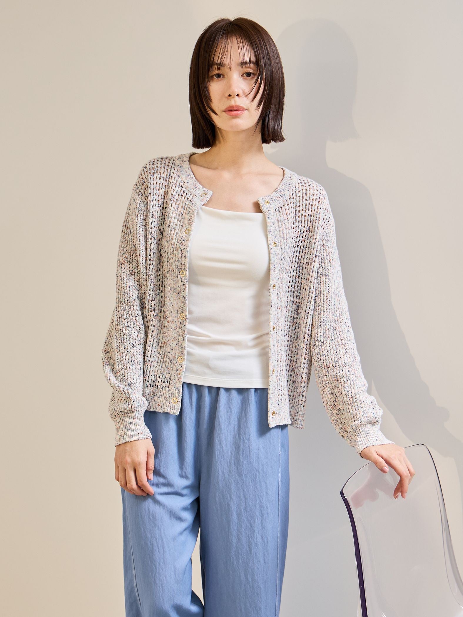 ミックスコイルクルーネックカーディガン