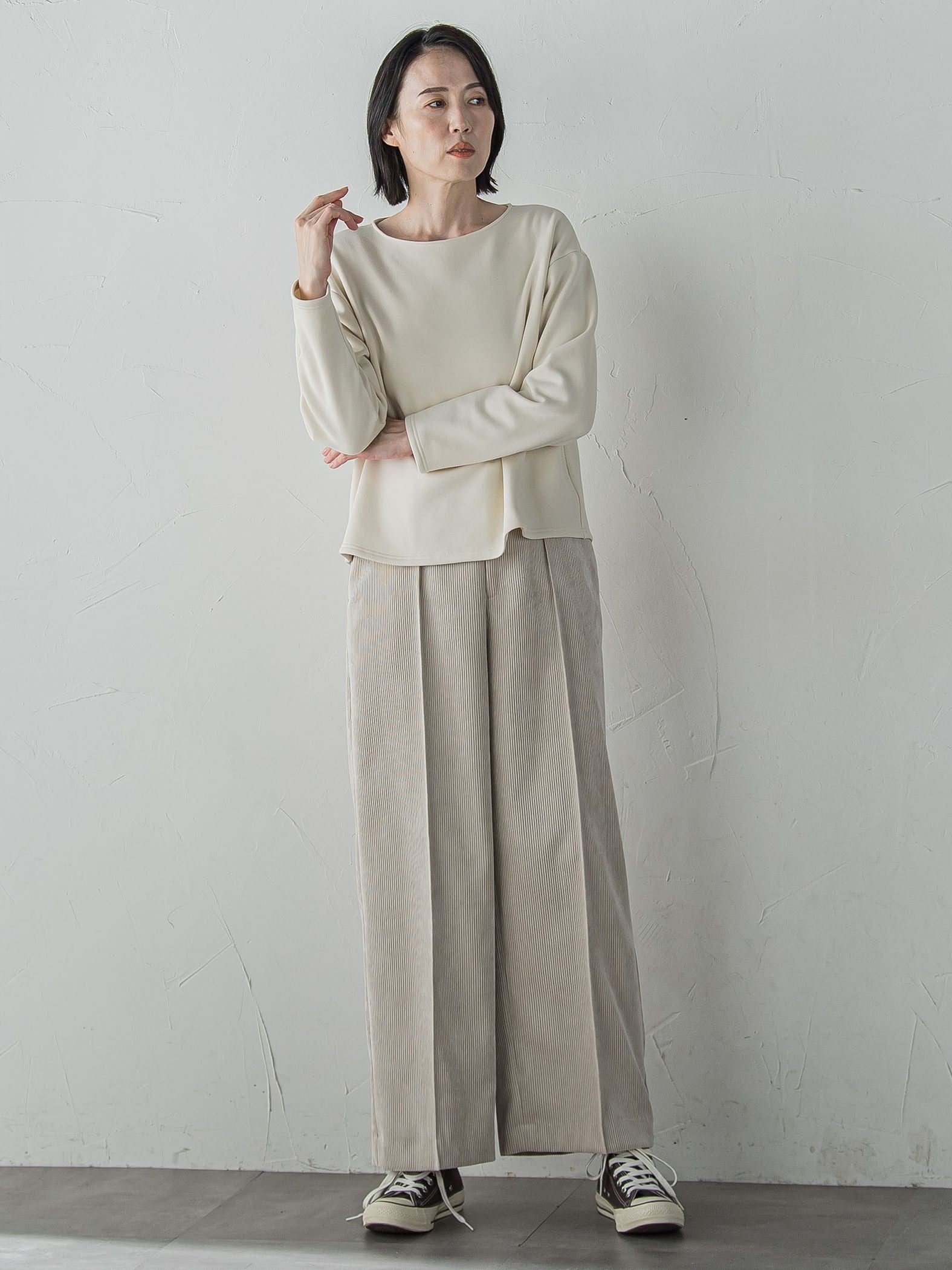 コーデュロイワイドパンツ≪洗濯機で洗える≫