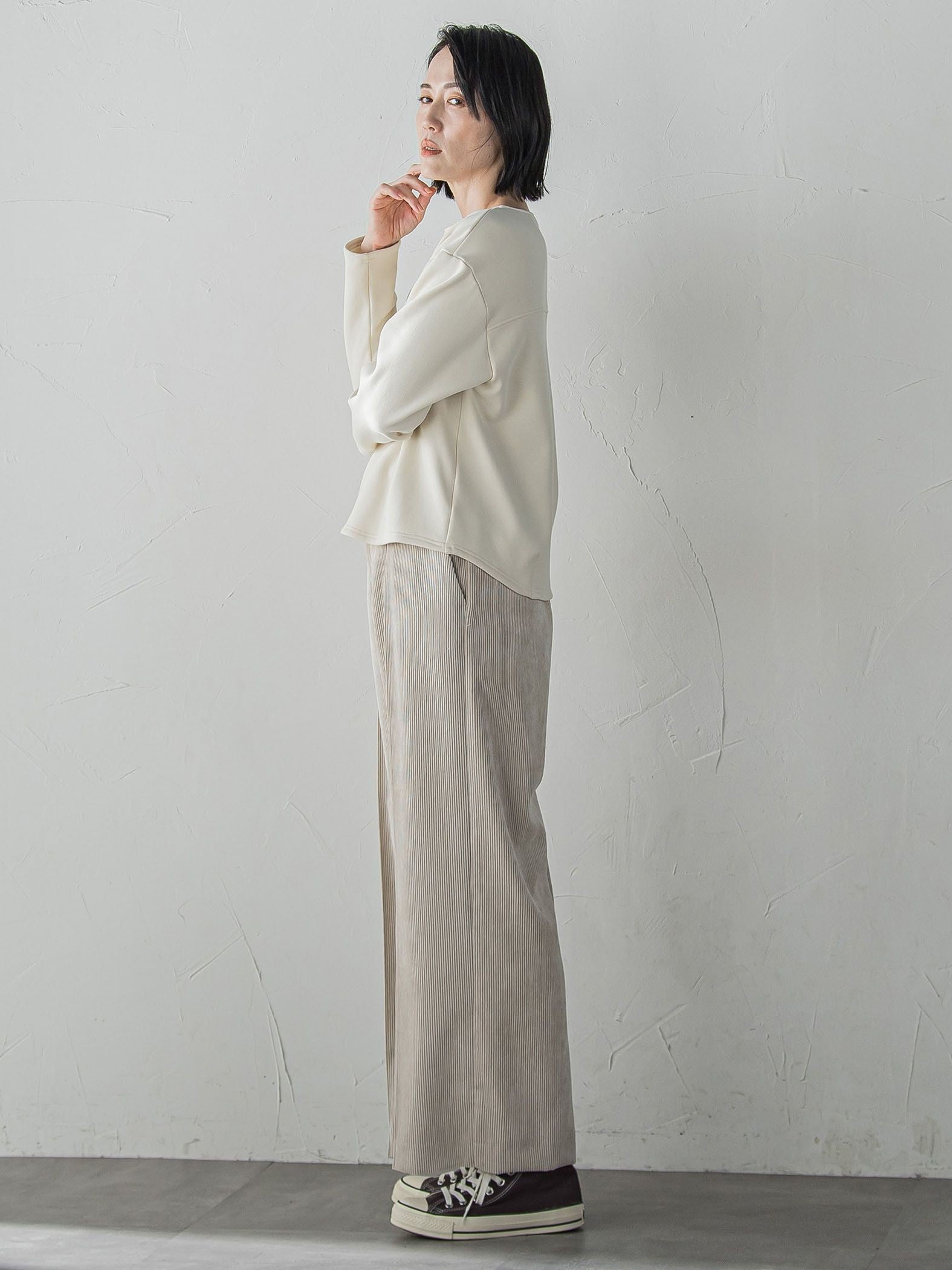 コーデュロイワイドパンツ≪洗濯機で洗える≫