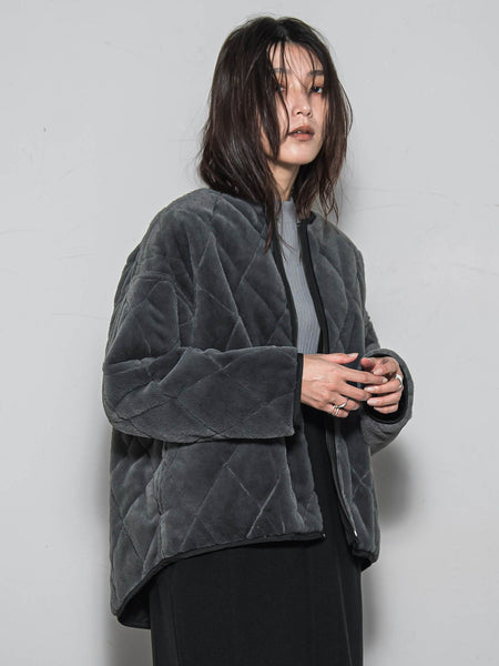 キルティング×フェイクファーリバーシブルブルゾン
