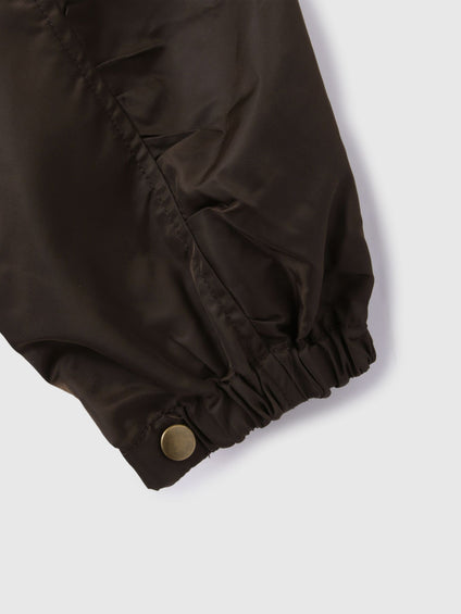 ボアライナー付きナイロンフーディブルゾン≪洗濯機で洗える≫