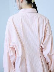 《きちんと映え》ストライプウエストタックシャツ