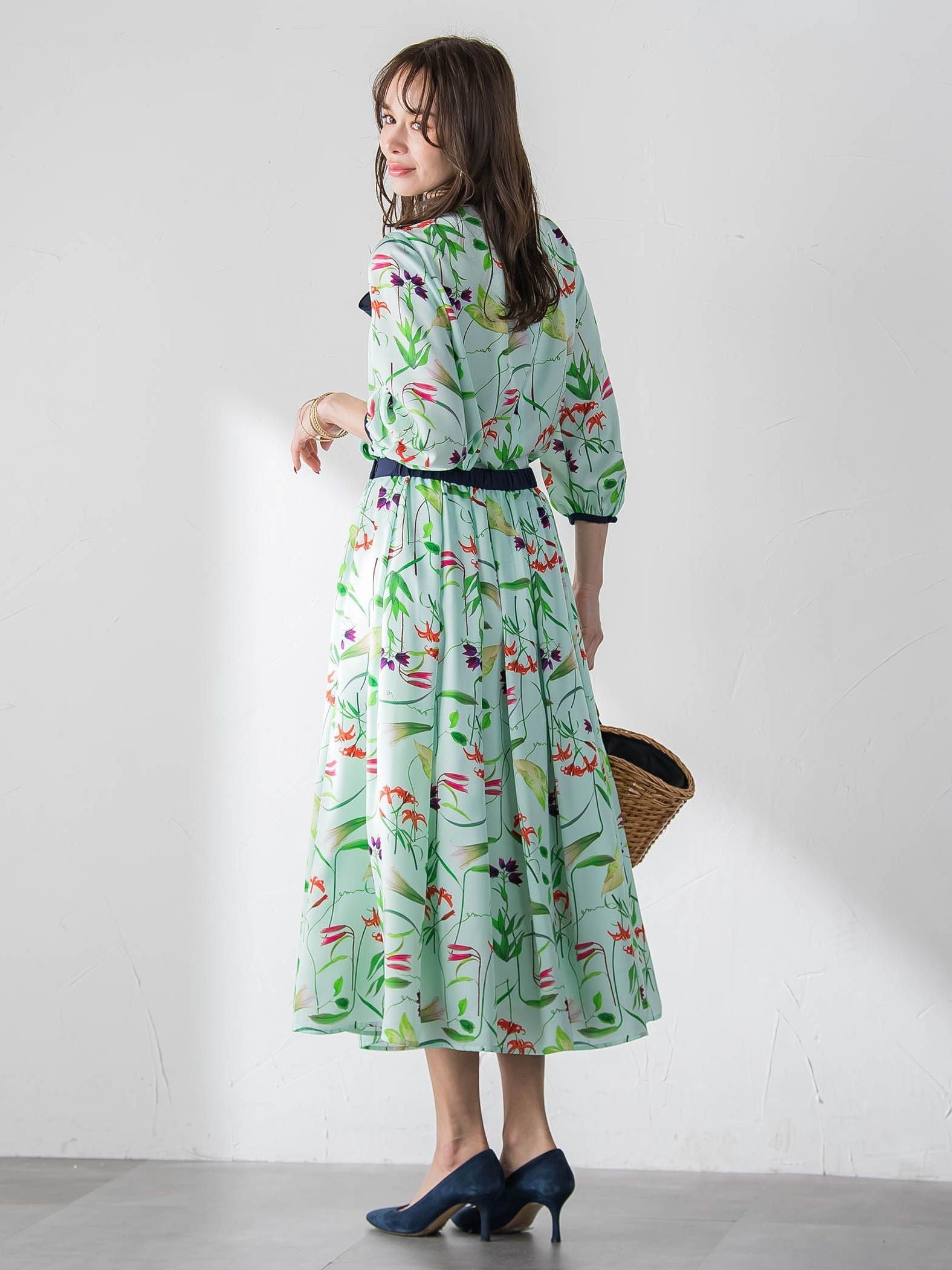 【KEITA KAWASAKI × Viaggio Bluコラボ】リリープリントスカート