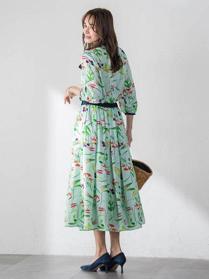 【KEITA KAWASAKI × Viaggio Bluコラボ】リリープリントスカート