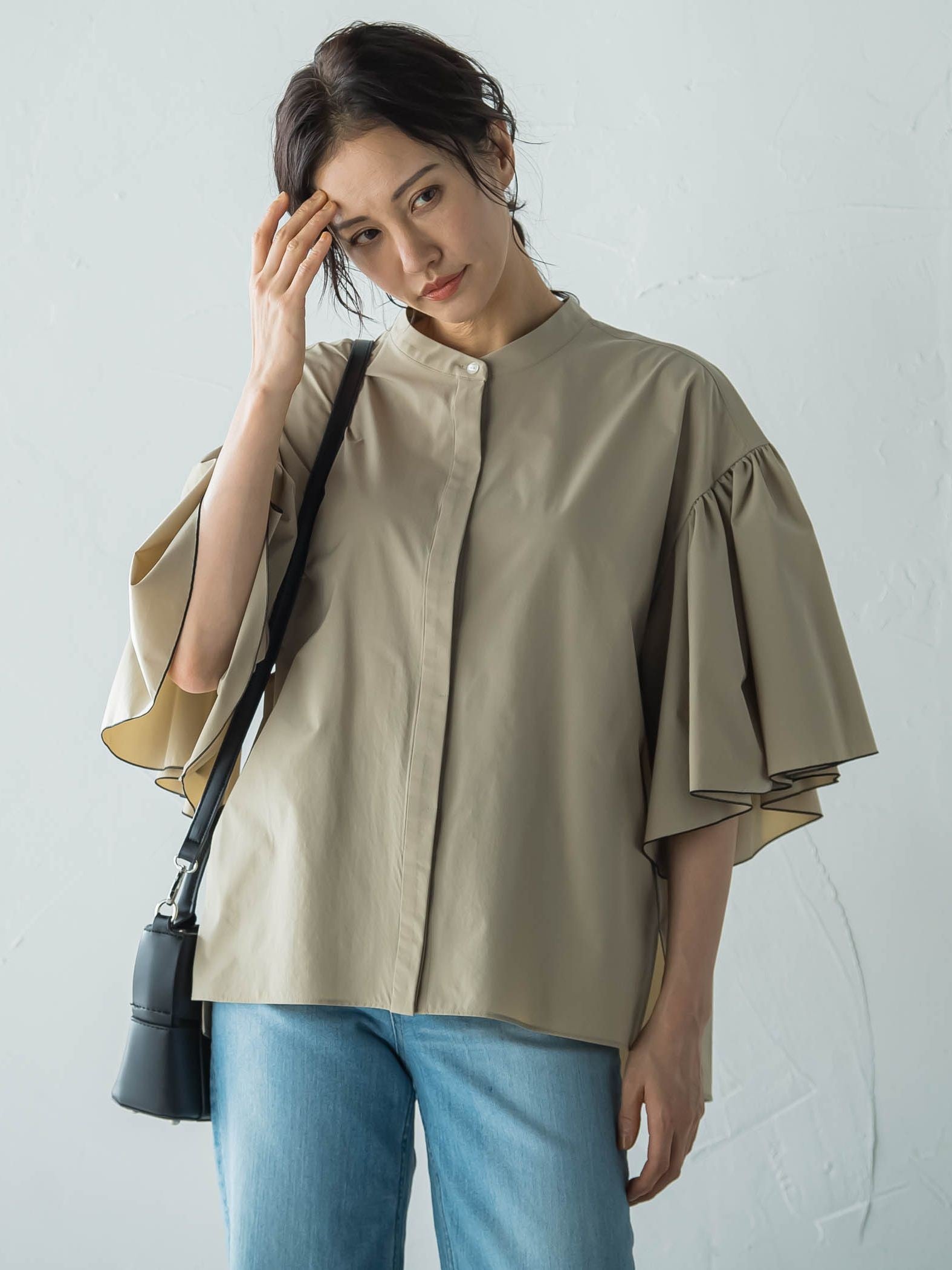 ストレッチフレアスリーブブラウス≪洗濯機で洗える≫