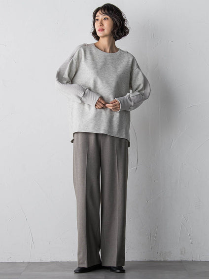 【大きいサイズ】メルトンニットドッキングカットソー