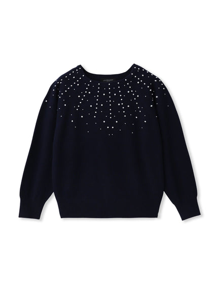 パール刺繍ニットプルオーバー