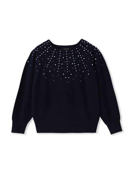 パール刺繍ニットプルオーバー