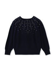 パール刺繍ニットプルオーバー