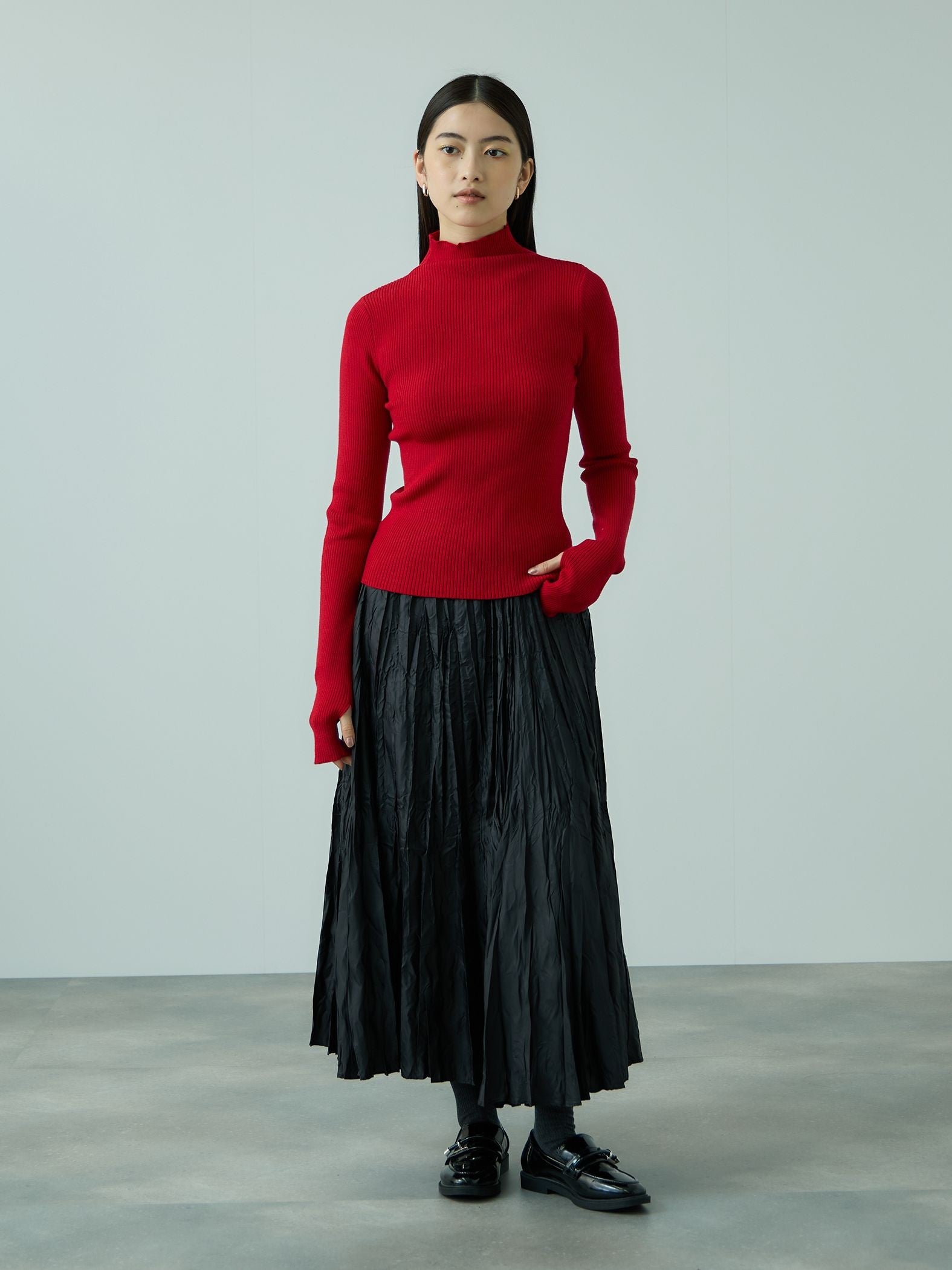 サムホールハイネックニットプルオーバー≪手洗い可能≫