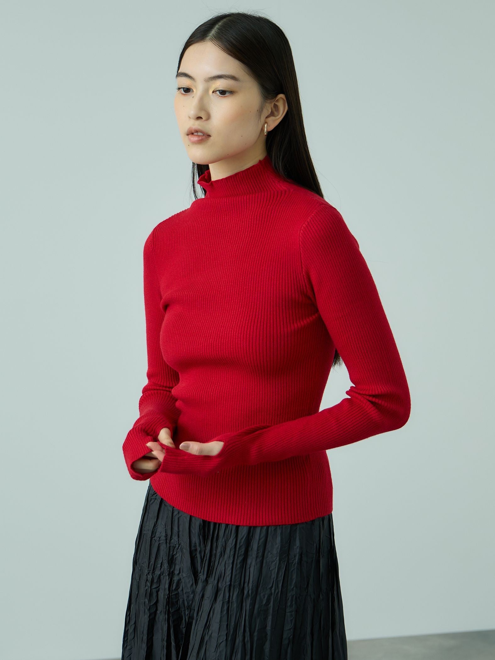 サムホールハイネックニットプルオーバー≪手洗い可能≫