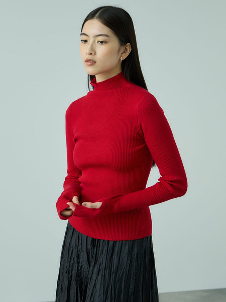 サムホールハイネックニットプルオーバー≪手洗い可能≫