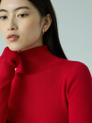 サムホールハイネックニットプルオーバー≪手洗い可能≫