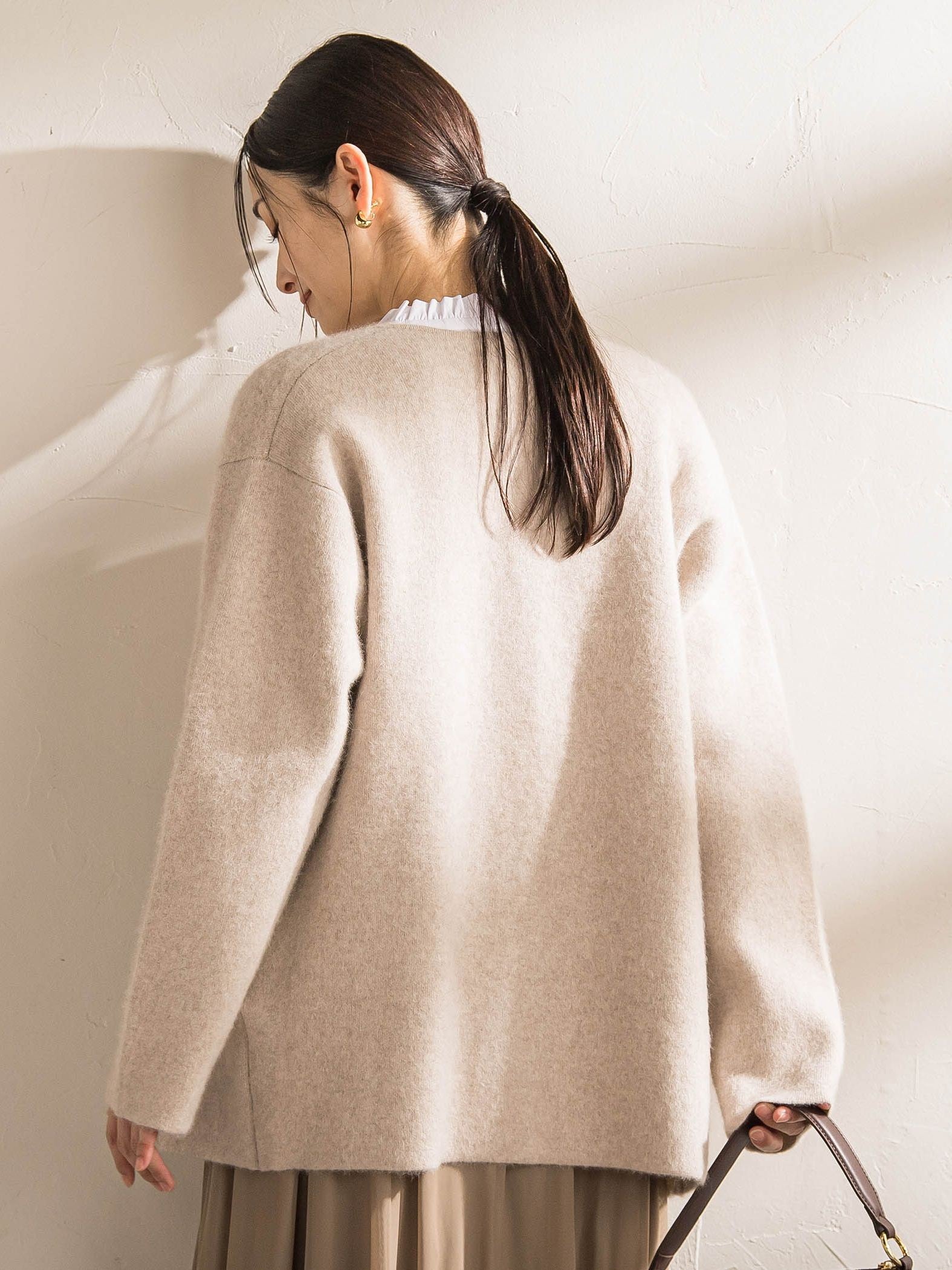 フォックス混ニットジャケット