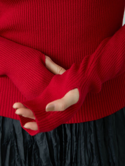 サムホールハイネックニットプルオーバー≪手洗い可能≫