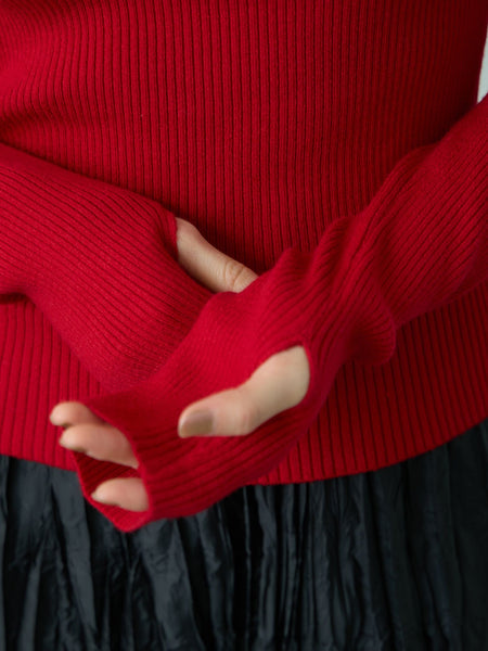 サムホールハイネックニットプルオーバー≪手洗い可能≫