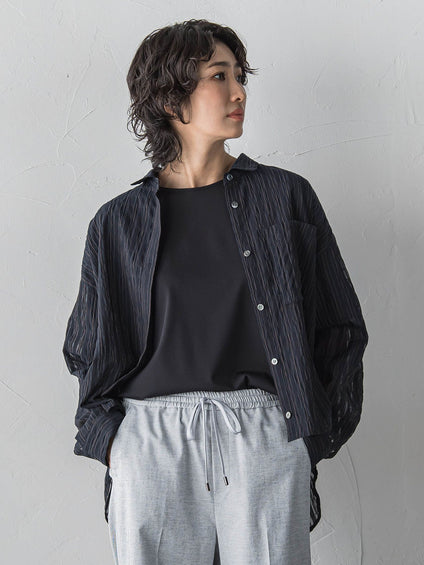 【大きいサイズ】シアーサッカーストライプシャツ